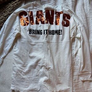 PINK with 5th & Ocean SF Giants MLB Collection Long-Sleeve, Size M, White/Orange